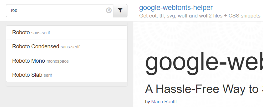 Google Fonts lokal: Helper Font-Familie